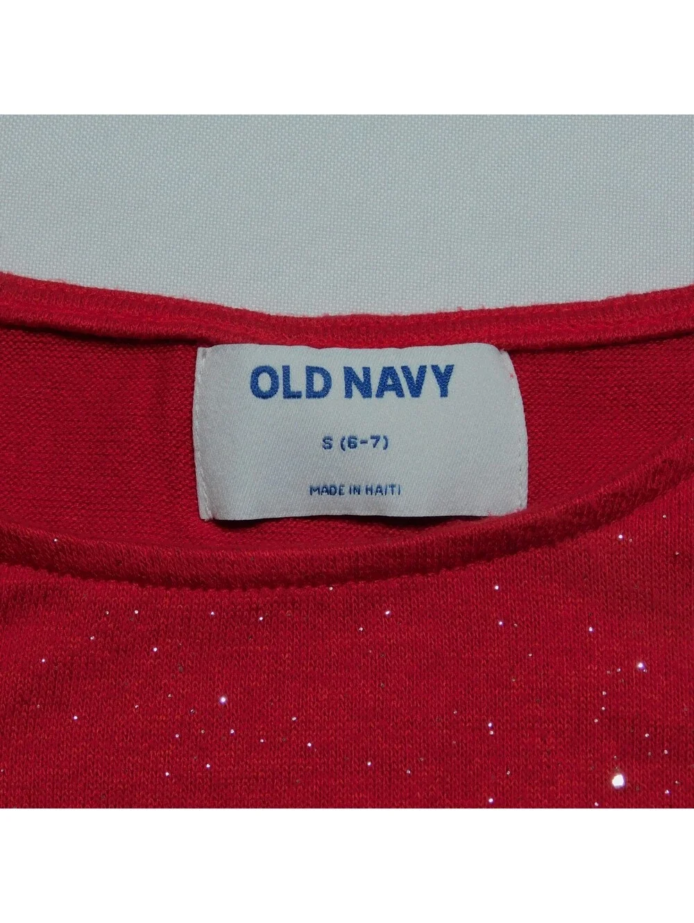 Old Navy Girls Red Glitter Long Sleeve Shirt Size Small (6-7)